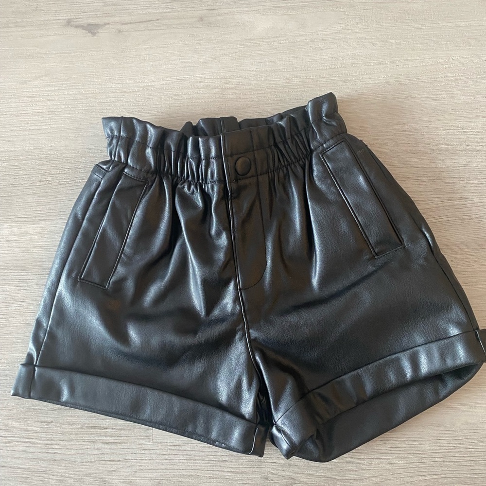 Zara High Waist Black Leather Shorts